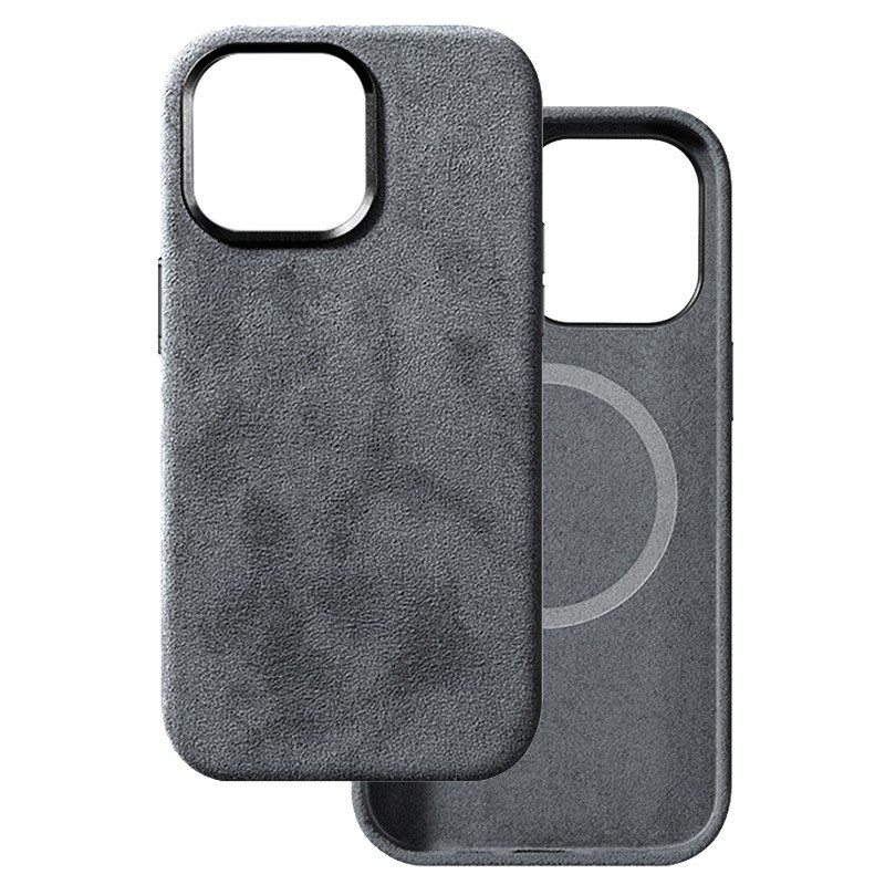 Husa Clasica MagSafe Iphone 15 -Alcantara - Gri - 3 | YEO